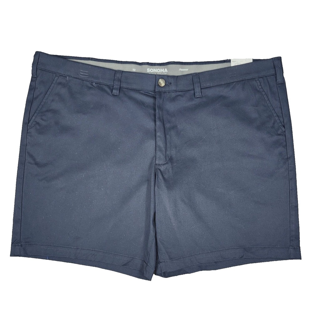 NEWโ Sonoma Men's Big & Tall Stretch Flexwear Flat Front Shorts 54 9" Navy Blue